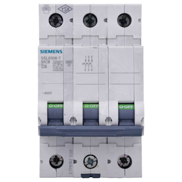 Siemens 5SL6306-7 Leitungsschutzschalter 400V 6kA 3-polig C 6A