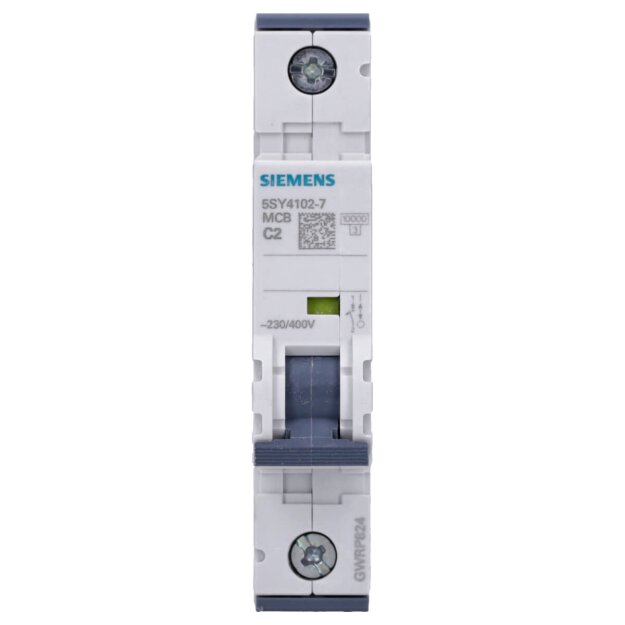 Siemens 5SY4102-7 Leitungsschutzschalter 230/400 V Icn: 10 kA 1P Icu: 35 kA C-Char In: 2 A