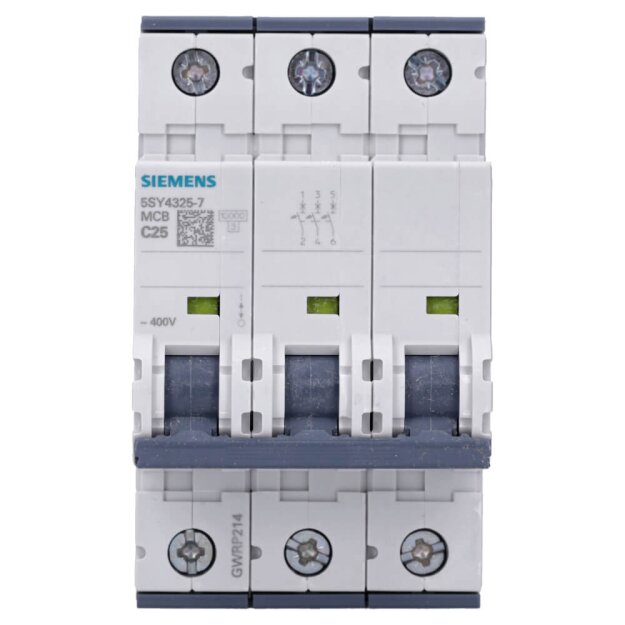 Siemens 5SY4325-7 Leitungsschutzschalter 400 V Icn: 10 kA 3P Icu: 20 kA C-Char In: 25 A