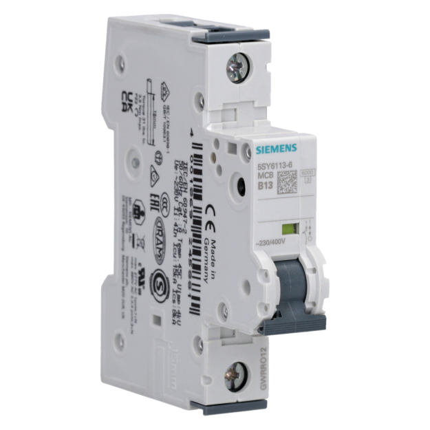 Siemens 5SY6113-6 Leitungsschutzschalter 230/400 V Icn: 6 kA 1P Icu: 15 kA B-Char In: 13 A
