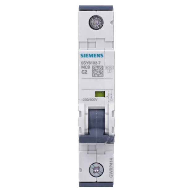 Siemens 5SY6102-7 Leitungsschutzschalter 230/400 V Icn: 6 kA 1P Icu: 30 kA C-Char In: 2 A
