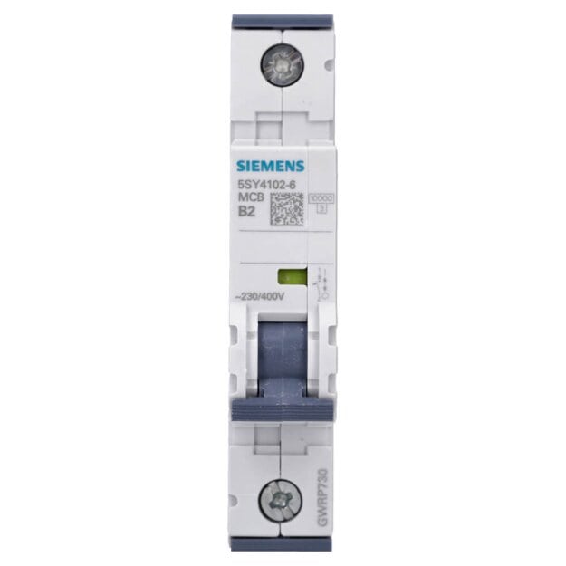 Siemens 5SY4102-6 Leitungsschutzschalter 230/400 V Icn: 10 kA 1P Icu: 35 kA B-Char In: 2 A