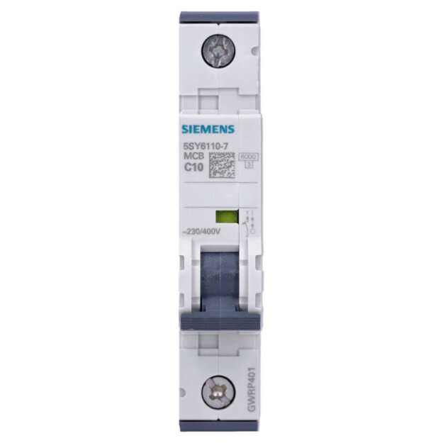 Siemens 5SY6110-7 Leitungsschutzschalter 230/400 V Icn: 6 kA 1P Icu: 15 kA C-Char In: 10 A