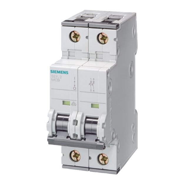 Siemens 5SY5206-7 Leitungsschutzschalter 400 V Icn: 10 kA 2P C-Char In: 6 A Allstrom Un