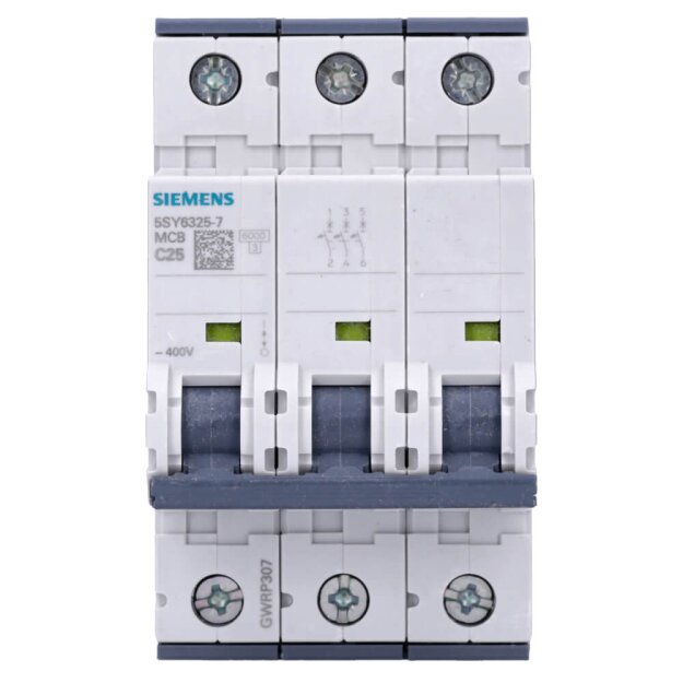 Siemens 5SY6325-7 Leitungsschutzschalter 400 V Icn: 6 kA 3P Icu: 15 kA C-Char In: 25 A