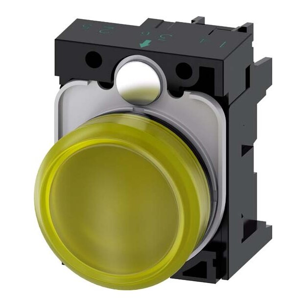 Siemens 3SU1102-6AA30-1AA0 Leuchtmelder 22mm rund Kunststoff gelb Linse glatt AC/DC 24V