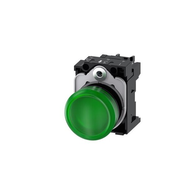Siemens 3SU1106-6AA40-1AA0 Leuchtmelder 22mm rund Kunststoff grün Linse glatt AC 230V