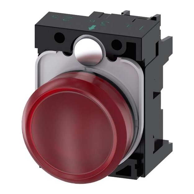 Siemens 3SU1102-6AA20-1AA0 Leuchtmelder 22mm rund Kunststoff rot Linse glatt AC/DC 24V