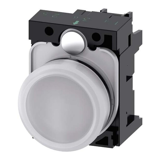 Siemens 3SU1106-6AA60-1AA0 Leuchtmelder 22mm rund Kunststoff weiß Linse glatt AC 230V