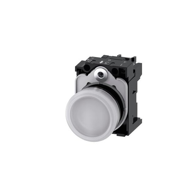 Siemens 3SU1102-6AA60-1AA0 Leuchtmelder 22mm rund Kunststoff weiß Linse glatt AC/DC 24V