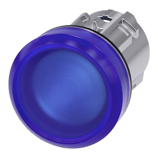 Siemens 3SU1051-6AA50-0AA0 Leuchtmelder 22mm rund Metall hochglanz blau Linse glatt