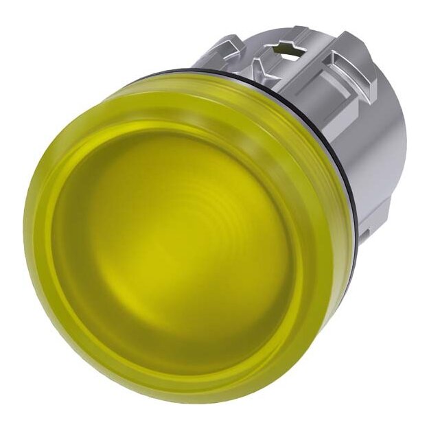 Siemens 3SU1051-6AA30-0AA0 Leuchtmelder 22mm rund Metall hochglanz gelb Linse glatt