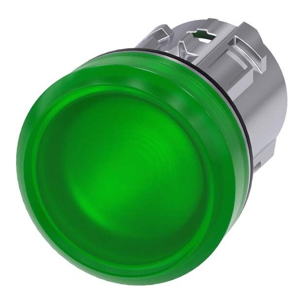 Siemens 3SU1051-6AA40-0AA0 Leuchtmelder 22mm rund Metall hochglanz grün Linse glatt