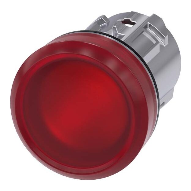Siemens 3SU1051-6AA20-0AA0 Leuchtmelder 22mm rund Metall hochglanz rot Linse glatt