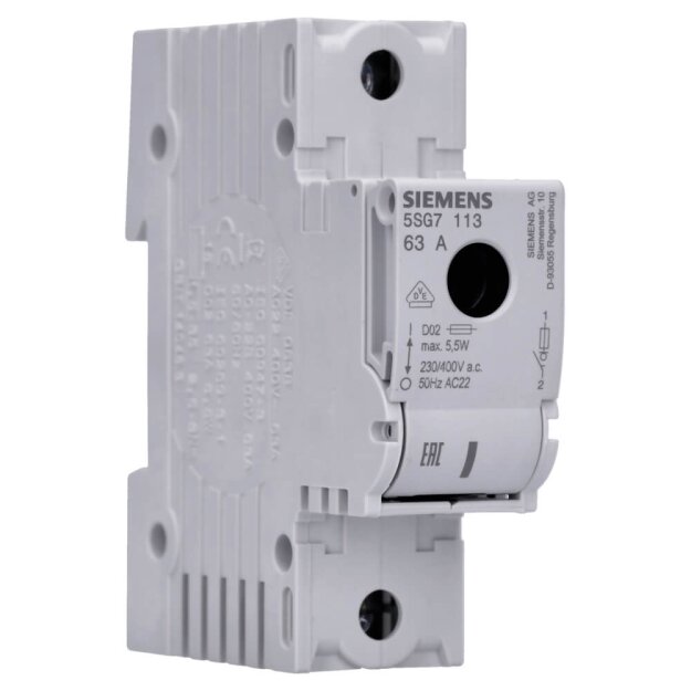 Siemens 5SG7113 MINIZED Lasttrennschalter mit Sicherungen D02 1-polig In: 63 A Un AC: 230 V