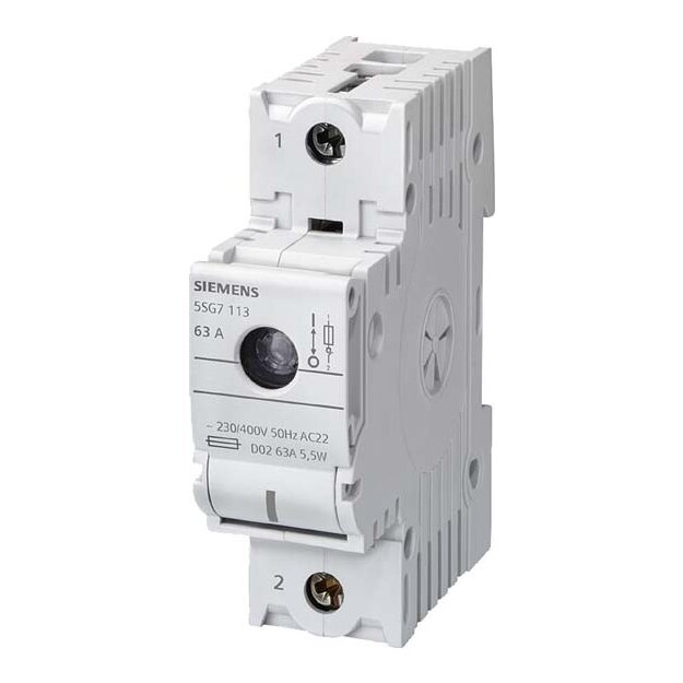 Siemens 5SG7123 MINIZED Lasttrennschalter mit Sicherungen D02 2-polig In: 63 A Un AC: 400 V