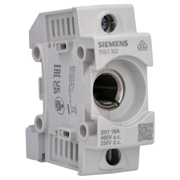 Siemens 5SG1302 NEOZED Sicherungssockel D01 1-polig 16 A Un AC: 400 V Un DC: 250 V