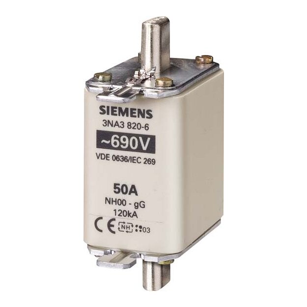 Siemens 3NA3822-6 NH-Sicherungseinsatz NH00 In: 63 A gG Un AC: 690 V Un DC: 250 V