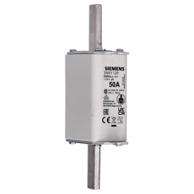 Siemens 3NA3120 NH-Sicherungseinsatz NH1 In: 50 A gG Un AC: 500 V Un DC: 440 V