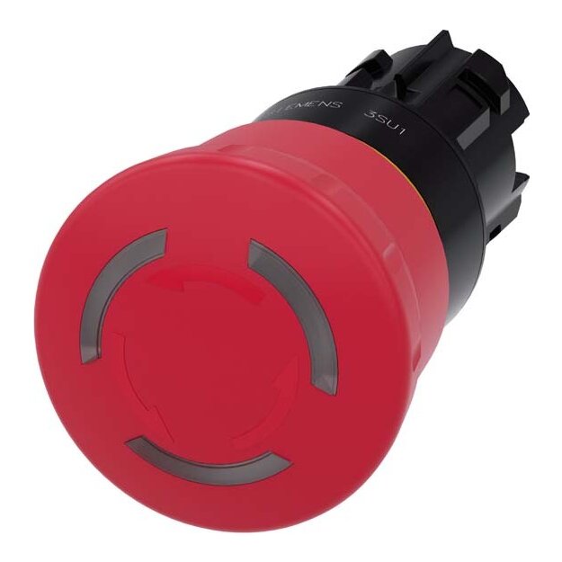 Siemens 3SU1001-1HB20-0AA0 Not-Halt-Pilzdrucktaster beleuchtet 22mm rund Kunststoff rot 40mm