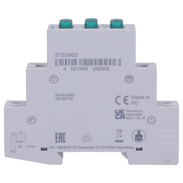 Siemens 5TE5802 Phasenmelder 3x LED 230V 3x grün