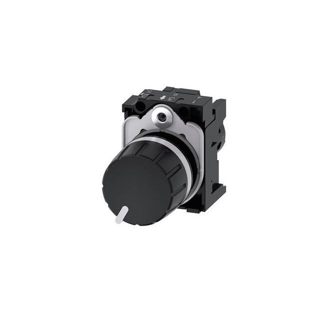Siemens 3SU1200-2PR10-1AA0 Potentiometer 22mm rund Kunststoff schwarz 4,7 kOhm mit Halter