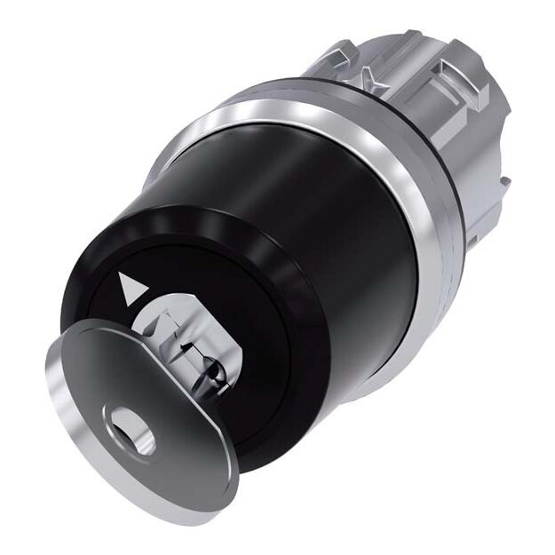 Siemens 3SU1050-5BF01-0AA0 Schlüsselschalter Siemens 22mm rund Metall hochglanz Schlüsselabzug O
