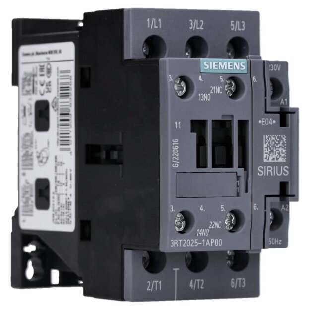 Siemens 3RT2025-1AP00 Schütz AC-3 17 A/7,5 kW/400V 3-polig AC 230V/50Hz 1S+1Ö Schraubanschluss