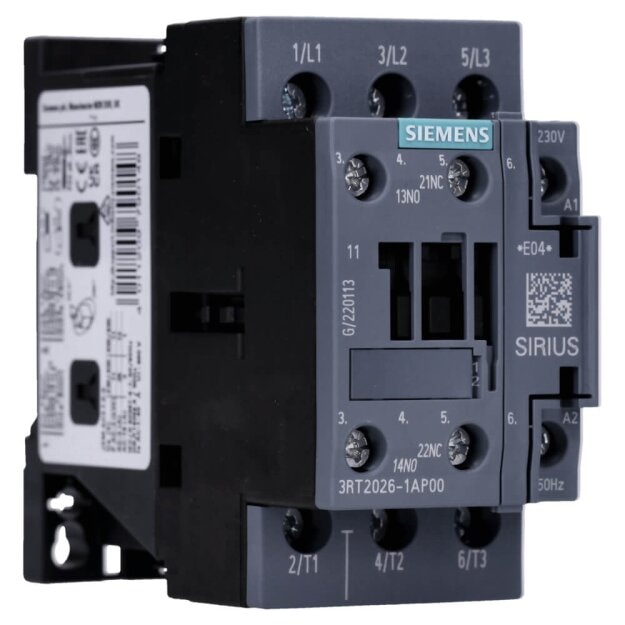 Siemens 3RT2026-1AP00 Schütz AC-3 25 A/11 kW/400V 3-polig AC 230V/50Hz 1S+1Ö Schraubanschluss