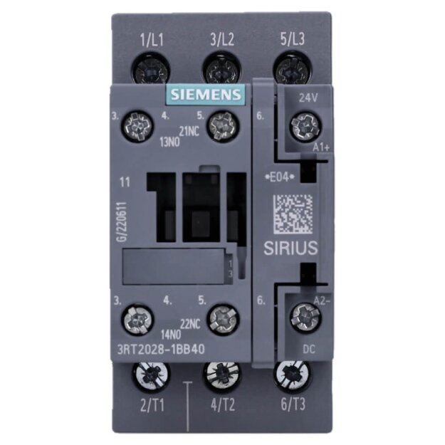 Siemens 3RT2028-1BB40 Schütz AC-3 38 A/18,5 kW/400V 3-polig DC 24V 1S+1Ö Schraubanschluss