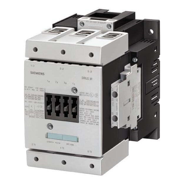 Siemens 3RT1054-1AP36 Schütz,AC-3,115A/55kW/400V,3-polig,AC/DC220-240V,2S+2Ö,Rahmenklemme/Schraubanschluss