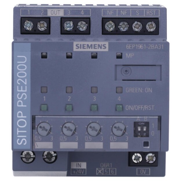 Siemens 6EP1961-2BA31 Selektivitätsmodul SITOP PSE200U DC 24 V/4 x 0,5 3 A mit Einzelkanalmeldung