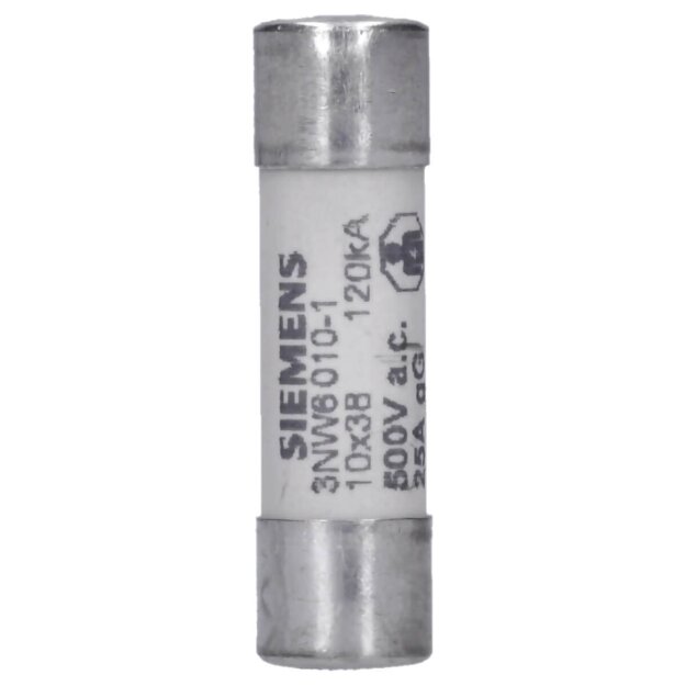Siemens 3NW6010-1 SENTRON Zylindersicherungseinsatz 10x38 mm 25 A gG Un AC: 500 V