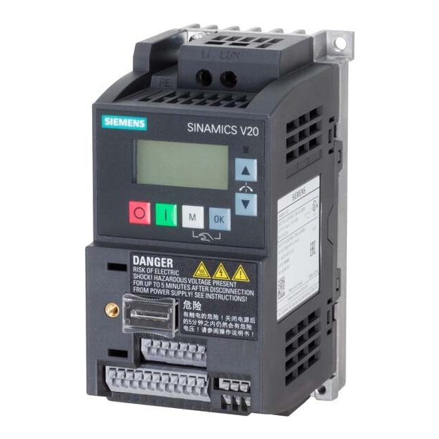 Siemens 6SL3210-5BB13-7BV1 SINAMICS V20 IP20 / UL open type FSAA B 1 AC 200-240 V 0,37 kW