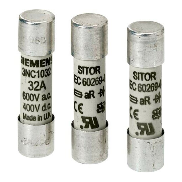 Siemens 3NC1010 SITOR-Zylindersicherungseinsatz 10x38 mm 10 A aR Un AC: 600 V Un DC