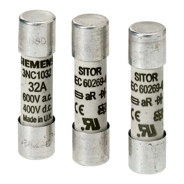 Siemens 3NC1016 SITOR-Zylindersicherungseinsatz 10x38 mm 16 A aR Un AC: 600 V Un DC
