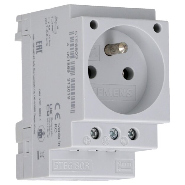 Siemens 5TE6803 Steckdose 16A mit Erdungsstift nach CEE 7 für Verteilereinbau