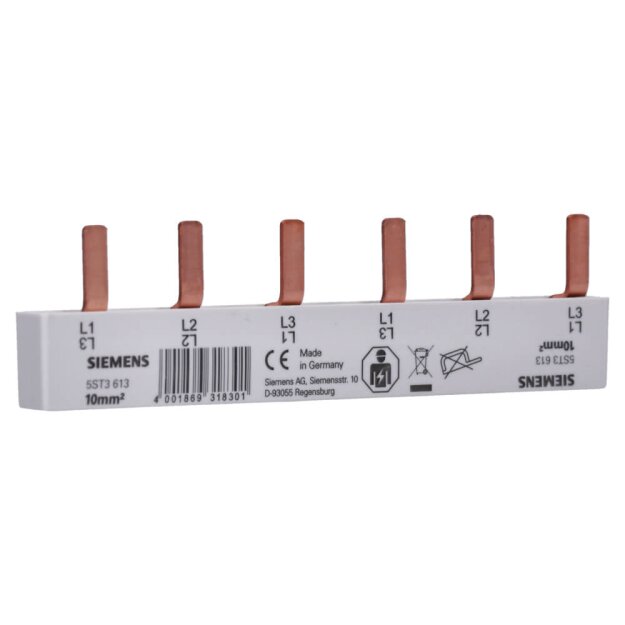 Siemens 5ST3613 Stiftsammelschiene 10mm2 Anschluss: 2x 3-phasig berührungssicher