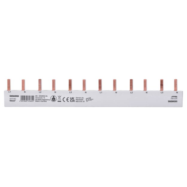 Siemens 5ST3653 Stiftsammelschiene 16mm2 Anschluss: 2x3X (1-phasig+N) berührungssicher