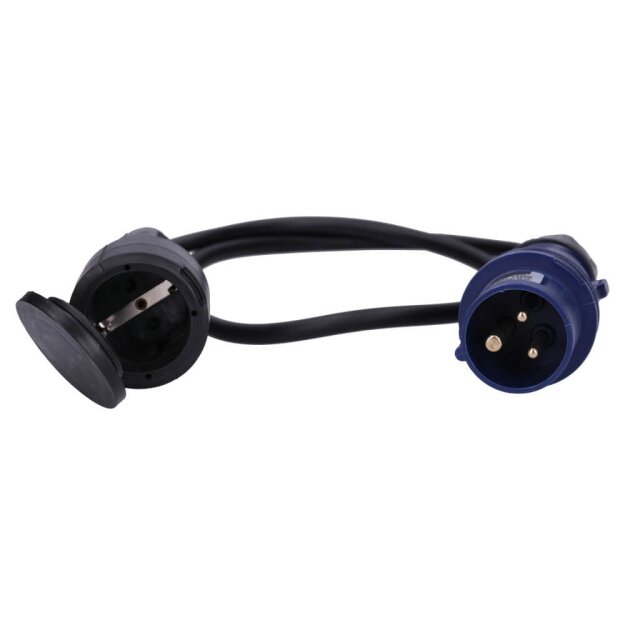 Voxura CEE-Adapterleitung Schuko-Kupplung CEE-Stecker H07RN-F 3x1,5 IP44 1m
