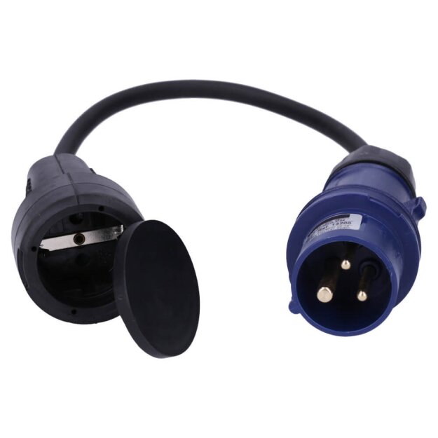 Voxura CEE-Adapterleitung Schuko-Kupplung CEE-Stecker H07RN-F 3x1,5 IP44 0,5m