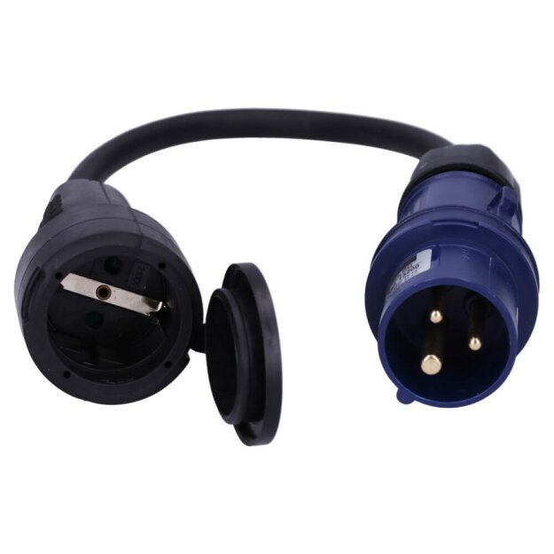 Voxura CEE-Adapterleitung Schuko-Kupplung CEE-Stecker H07RN-F 3x2,5 IP44 0,5m