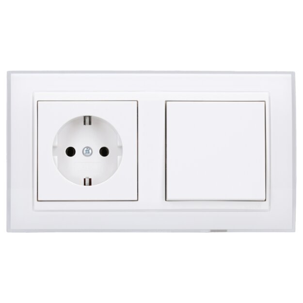 Gira Set: Steckdose 418803 + Wechselschalter 010600 + Wechselwippe 029603 + 2fach Rahmen 0212723