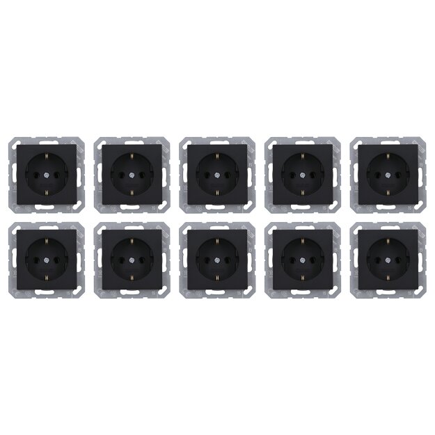 Jung A1520BFSWM SCHUKO Steckdose Graphitschwarz Matt Serie A (10er)