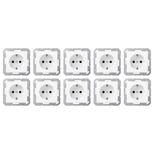 Jung A1520BFKIWWM Schuko® Steckdose mit Berührungsschutz (Thermoplast bruchsicher) Schneeweiß Matt Serie A (10er)