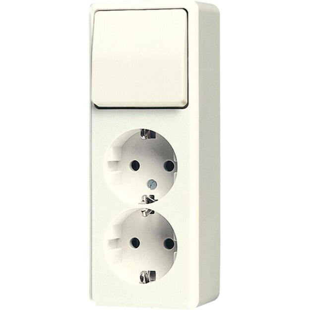Jung 626A SCHUKO® Aufputz Zweifach-Steckdose mit Wechselschalter Weiß