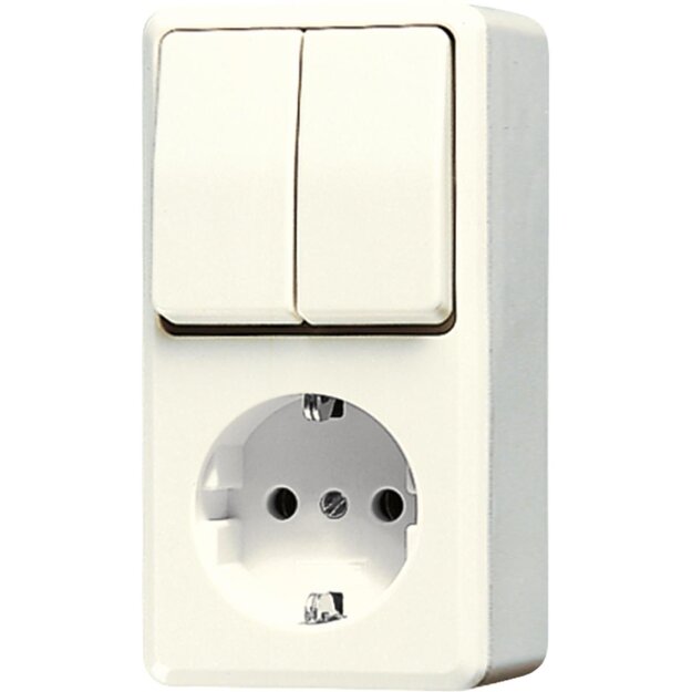 Jung 675A SCHUKO® Aufputz Steckdose mit Serienschalter Weiß