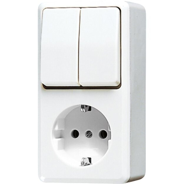 Jung 675AWW SCHUKO® Aufputz Steckdose mit Serienschalter Alpinweiß