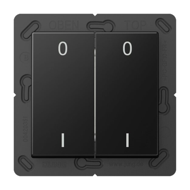 Jung ENOA595-01SWM EnOcean Funk-Wandsender 4-kanalig mit Symbol 01 Serie A/AS Thermoplast bruchsicher Graphitschwarz Matt