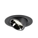 SLV 1005965 Numinos Gimble M Deckeneinbauleuchte Schwarz/Chrom 4000K 55° 9,5cm